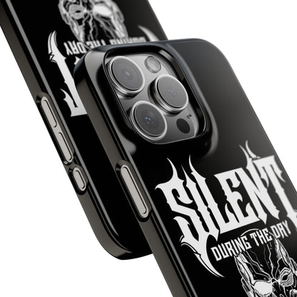 Nightfall tagline Phone Case — "Silent During the Day, Active at Night" Gothic Skull Design