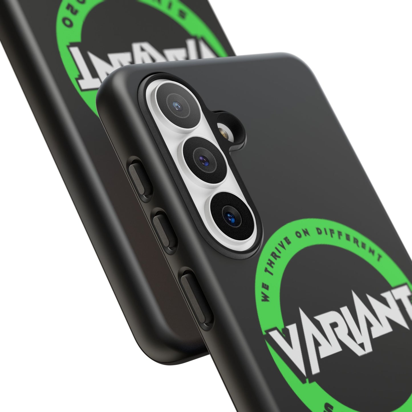 Variant Logo Tough Phone Case — Green Circle "We Thrive on Different" Design