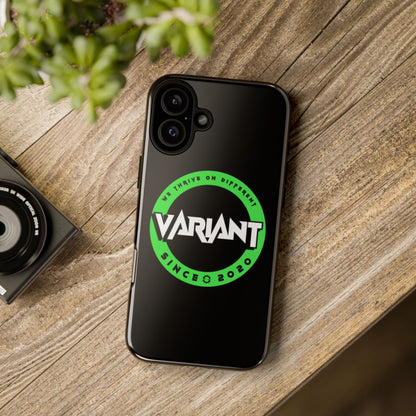 Variant Logo Tough Phone Case — Green Circle "We Thrive on Different" Design