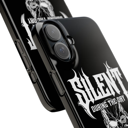Nightfall tagline Phone Case — "Silent During the Day, Active at Night" Gothic Skull Design